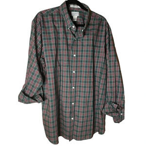 L.L. Bean Men's Red & Green Wrinkle Free Long Sleeve Plaid Size XXL Big and Tall
